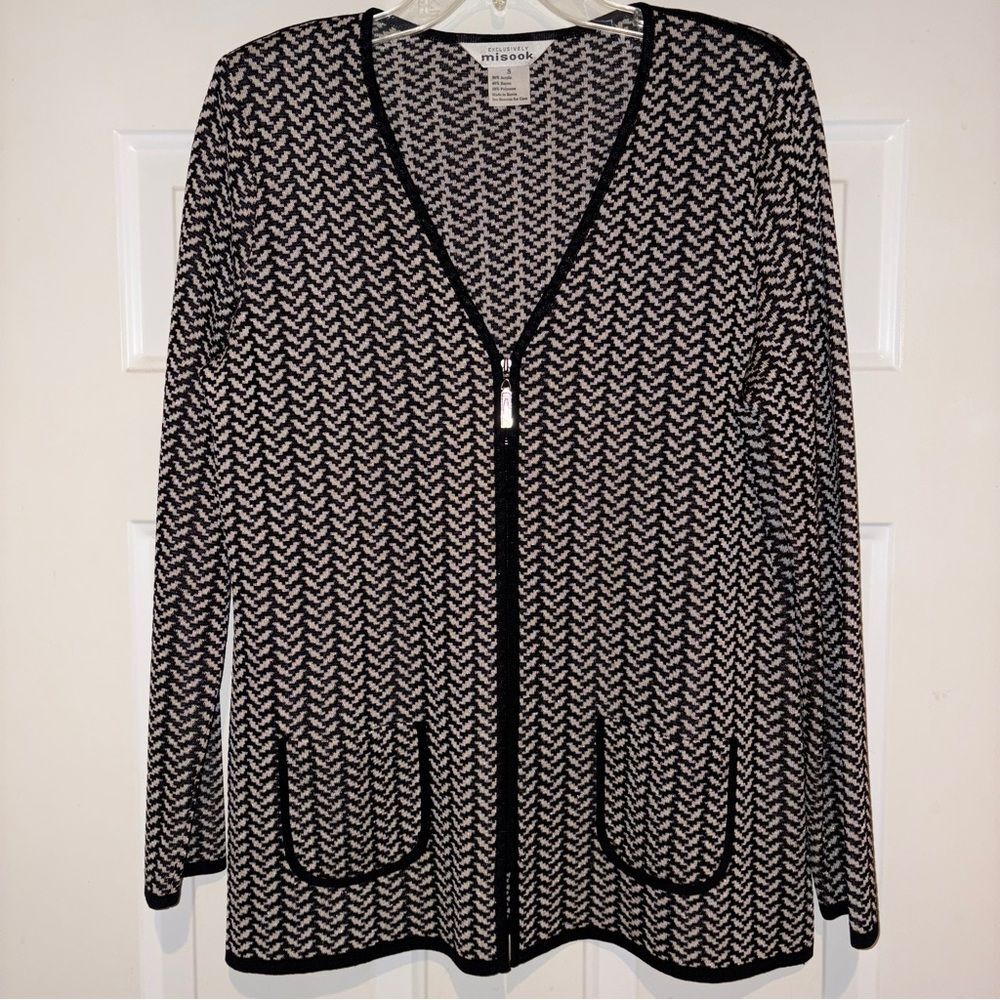 Exclusively Misook Zip-Front Knit Jacket